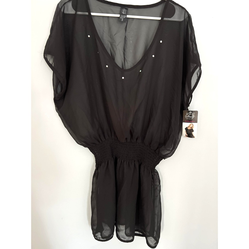 Smart & Sexy Flutter Cover Up Womens L-XL Sheer Swim Beach Tunic Blouse NWT